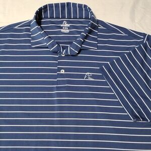 Rhoback Polo Shirt Mens XXL 2XL Navy White Stripe Golf Short Sleeve